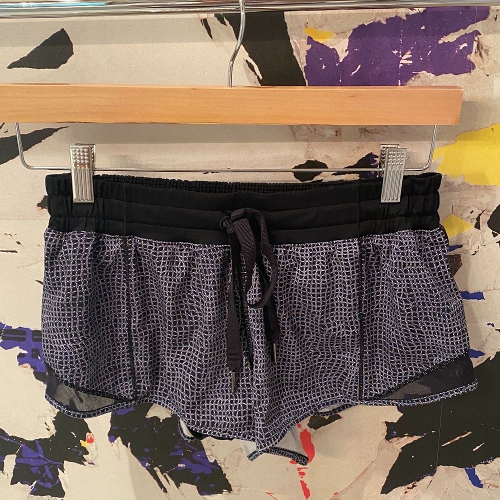 Black and White Lululemon shorts with mesh